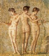 unknow artist Three Graces,from Pompeii Sweden oil painting reproduction